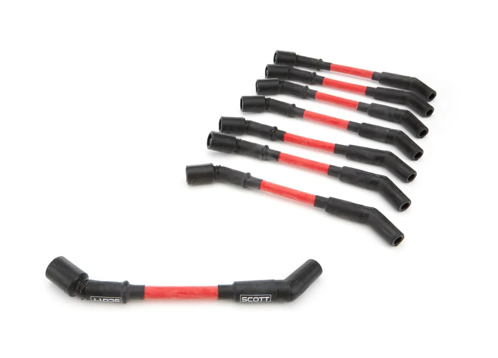 Scott Performance High Performance Spiral Core 10 mm Spark Plug Wire Set - Red - 45 Degree Plug Boots - GM LS-Series CH-LS-S-2 Don’t Miss Out