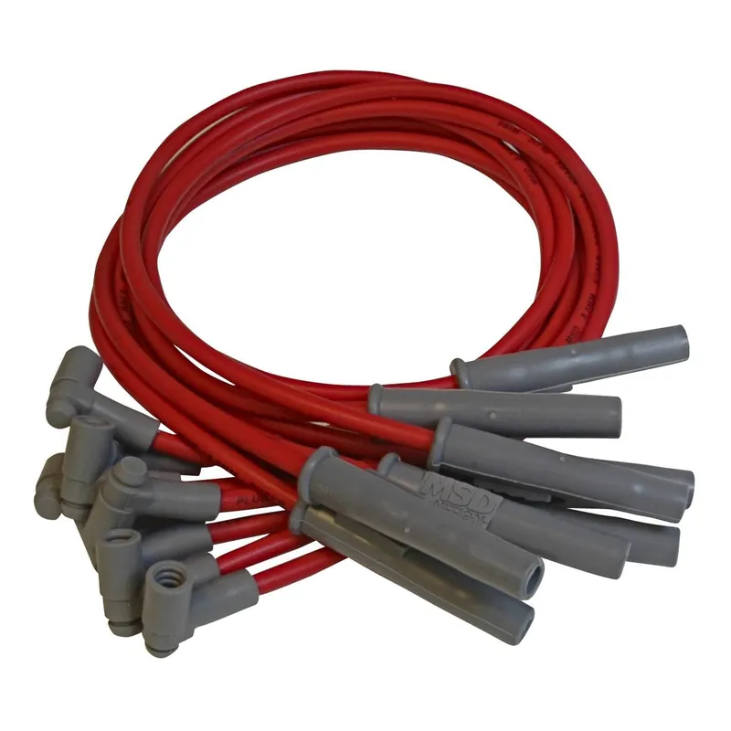 MSD Super Conductor Spiral Core 8.5 mm Spark Plug Wire Set - Red - Factory Style Boots / Terminals - Buick V6 Handmade