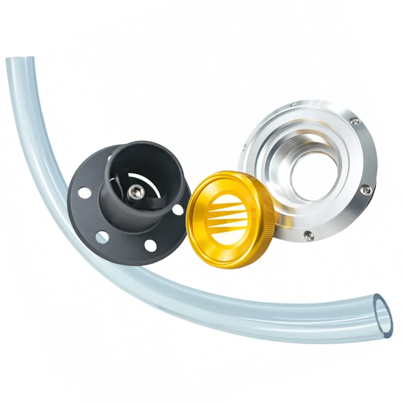 Fuelab Remote Fuel Fill With Cap - 6-Bolt Flange - Black / Clear / Gold Buy Direct