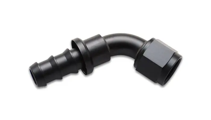 Sale Vibrant Performance 60 Degree 8 AN Hose Barb to 8 AN Female Hose End - Black