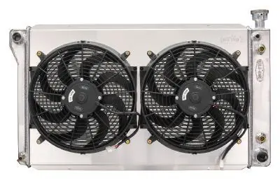 Holiday Sale Cold-Case Aluminum Radiator & Fan Kit - 33.85 in W x 20.4 in H x 3 in D - Polished - GM Fullsize Truck 1988-98 GMT572ASK