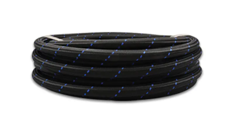 Vibrant -10 AN Two-Tone Black/Blue Nylon Braided Flex Hose (5 foot roll) Limited Offer