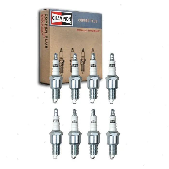 1974-1983 Jeep Cherokee 5.9L 6.6L V8 8 pc Champion Copper Plus Spark Plugs - Ignition Wire Worldwide Shipping