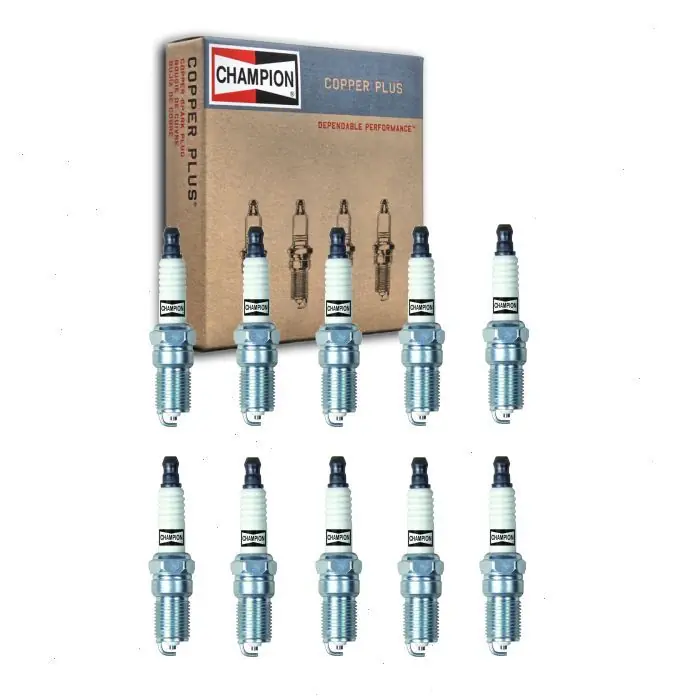 1998 Ford E-350 Econoline 6.8L V10 10 pc Champion Copper Plus Spark Plugs - Ignition Wire Secondary Special Discount