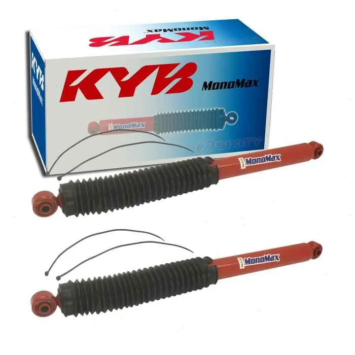 Crafted 2003-2010 Dodge Ram 2500 4.7L 5.7L 5.9L 6.7L 8.0L L6 V10 V8 2 pc KYB MonoMax Shock Absorbers Rear -