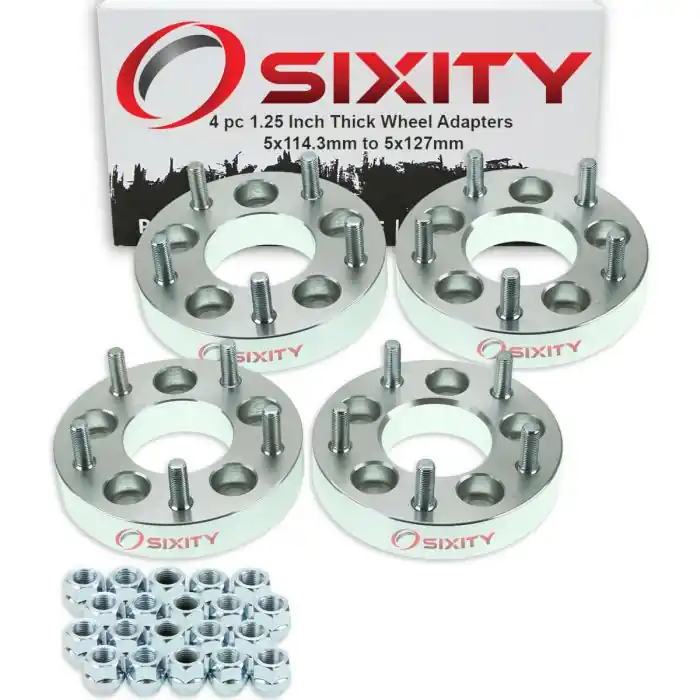 Warranty Included Sixity 4 pc 1.25" Thick 5x114.3mm to 5x127mm Wheel Adapters